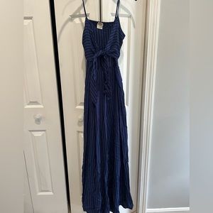 Navy blue striped jumpsuit